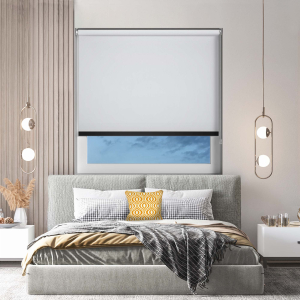 Bedtime White Black Bottom Bar Roller Blinds