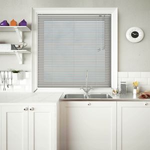 Biscuit Stripe Venetian Blinds Open
