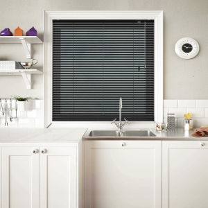 Black Perforated Venetian Blinds Open