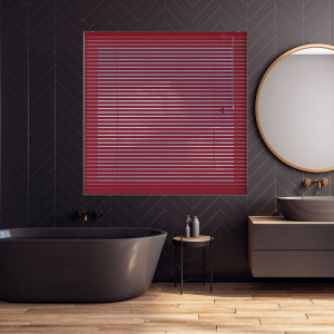 Bright Red Gloss Venetian Blinds Open