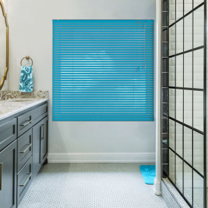 Brushed Bluegreen Venetian Blinds Open