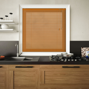 Brushed Terracotta Venetian Blinds Open