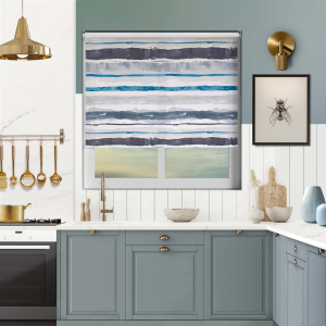 Brushstroke Indigo Cordless Roller Blinds