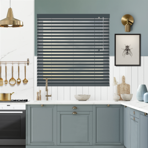 Charcoal Dust Venetian Blinds Open