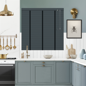 Charcoal Dust with Black Tape Venetian Blinds