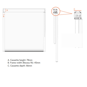 Chevron White Electric BlocOut Cassette Blinds Inside Fit Close Up