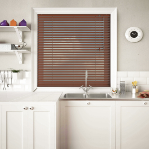 Chocolate Gloss Venetian Blinds Open