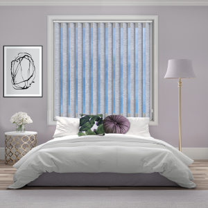 Cody Shimmer Silver Vertical Blinds Open