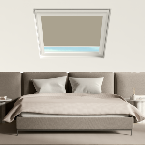 Coffee (BLACKOUT) Keylite Roof Window Blinds White Frame