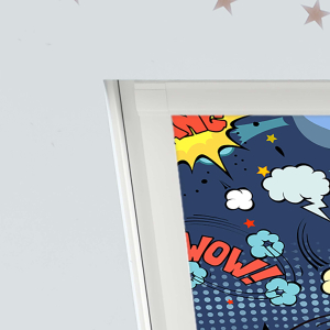 Comic Book (BLACKOUT) Fakro Roof Window Blinds Detail White Frame