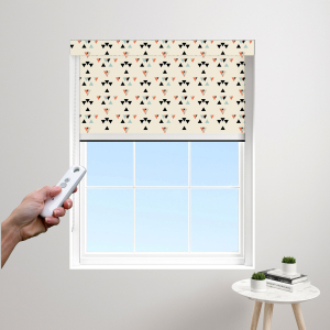 Coral Geo Triangle Electric BlocOut Cassette Blinds Edge Fit