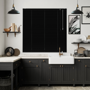 Deep Black Gloss Venetian Blinds