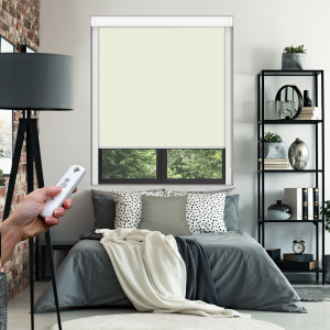 Delicate Cream Electric BlocOut Cassette Blinds Inside Fit