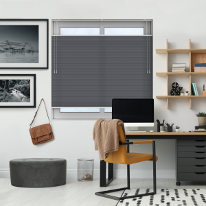 Free Hanging Dovestone Anthracite Pleated Honeycomb Blind Bottom Up Top Down Closed