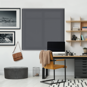 Tensioned Dovestone Anthracite Pleated Honeycomb Blind Bottom Up Open