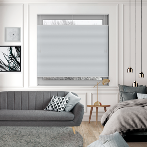 Free Hanging Dovestone Blackout Dove Grey Pleated Honeycomb Blind Bottom Up Top Down Closed