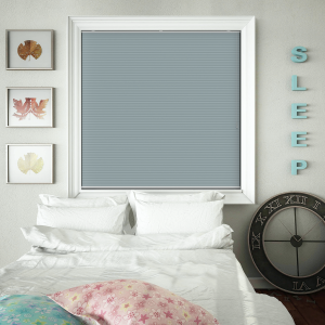 Free Hanging Dovestone Blackout Lagoon Pleated Honeycomb Blind Bottom Up Open