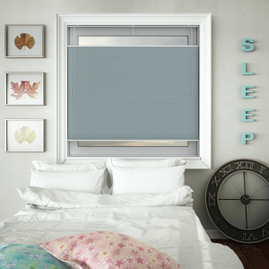 Free Hanging Dovestone Blackout Lagoon Pleated Honeycomb Blind Bottom Up Top Down Closed