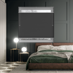 Free Hanging Dovestone Blackout Onyx Pleated Honeycomb Blind Bottom Up Top Down Closed