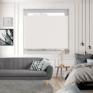 Free Hanging Dovestone Blackout Taupe Pleated Honeycomb Blind Bottom Up Top Down Closed