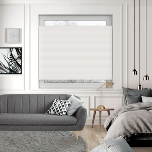 Tensioned Dovestone Blackout Taupe Pleated Honeycomb Blind Bottom Up Closed