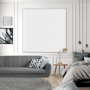 Free Hanging Dovestone Blackout White Pleated Honeycomb Blind Bottom Up Open