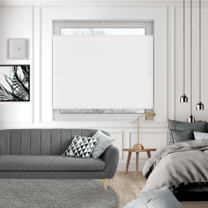 Free Hanging Dovestone Blackout White Pleated Honeycomb Blind Bottom Up Top Down Closed