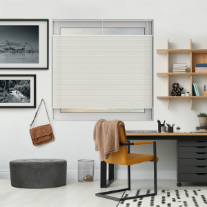 Free Hanging Dovestone Cream Pleated Honeycomb Blind Bottom Up Top Down Closed