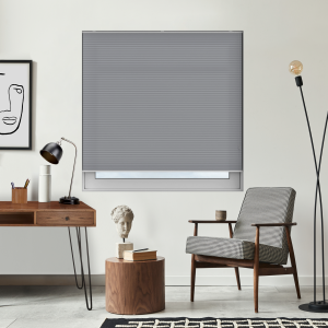 Free Hanging Dovestone Grey Pleated Honeycomb Blind Bottom Up Closed