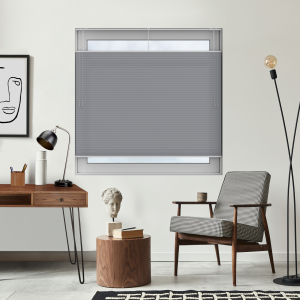 Free Hanging Dovestone Grey Pleated Honeycomb Blind Bottom Up Top Down Closed