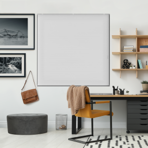 Free Hanging Dovestone White Pleated Honeycomb Blind Bottom Up Open