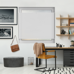 Tensioned Dovestone White Pleated Honeycomb Blind Bottom Up Closed