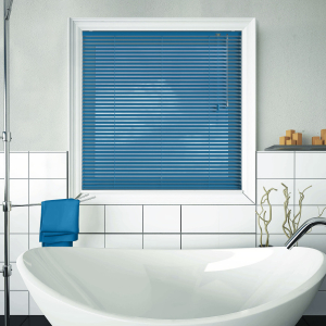 Electric Blue Venetian Blinds Open