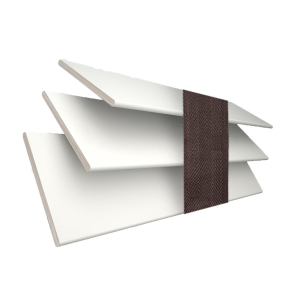 Glacier White with Coffee Tape Wood Venetian Blinds 3 Slats