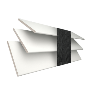 Glacier White with Smoke Tape Wood Venetian Blinds 3 Slats