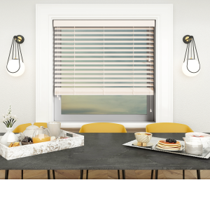 Gloss Pure White Wood Venetian Blinds Open
