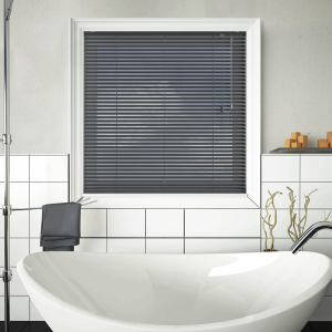 Graphite Venetian Blinds Open