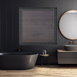 Hammered Black Venetian Blinds Open