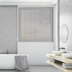 Hammered Silver Venetian Blinds Open