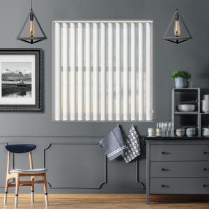 Jaci White Vertical Blinds Open