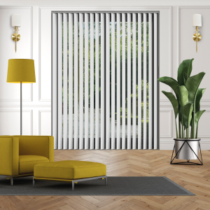 Jeren Chalk White Vertical Blinds Open