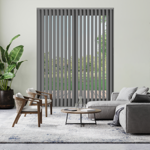 Jeren Grey Vertical Blinds Open