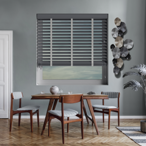 Khol with Lunar Tape Wood Venetian Blinds Open