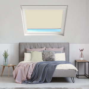 Latte (BLACKOUT) Velux Roof Window Blinds White Frame