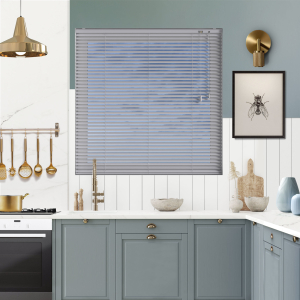 Light Grey Venetian Blinds Open