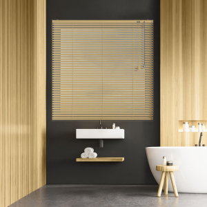 Light Wood Effect Venetian Blinds Open