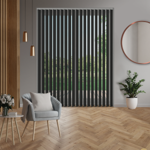 Luxe Black Replacement Vertical Blind Slats Open