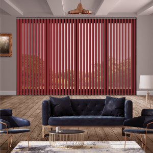 Luxe Redcurrant Vertical Blinds Open