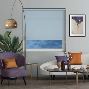 Luxe Smokey Blue Roller Blinds