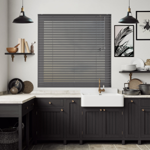 Matt Anthracite Venetian Blinds Open